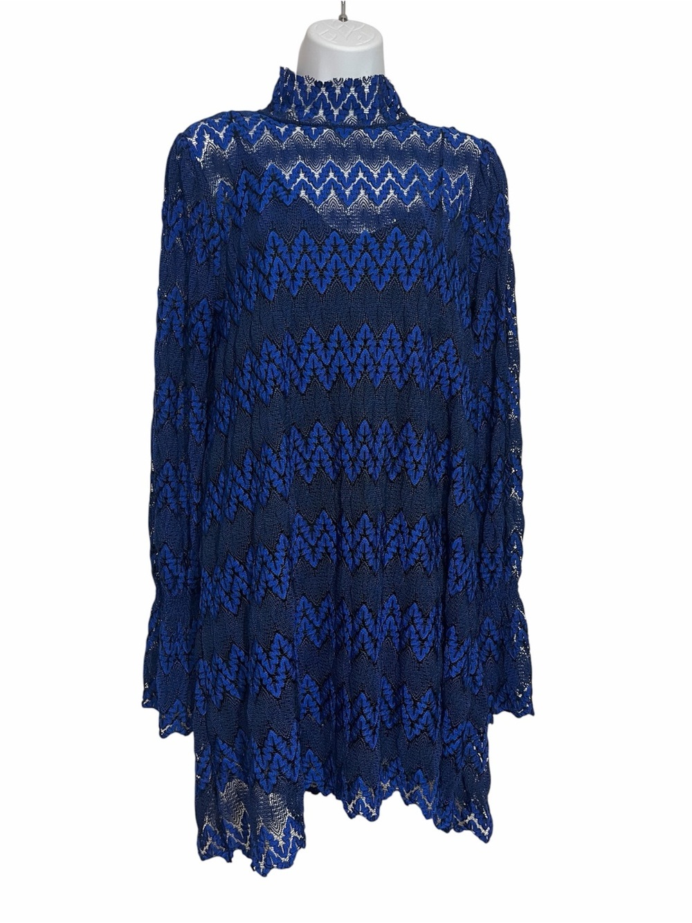 Free People Simone Mock Neck Mini Dress Size Small Bell Sleeves Crochet Lace